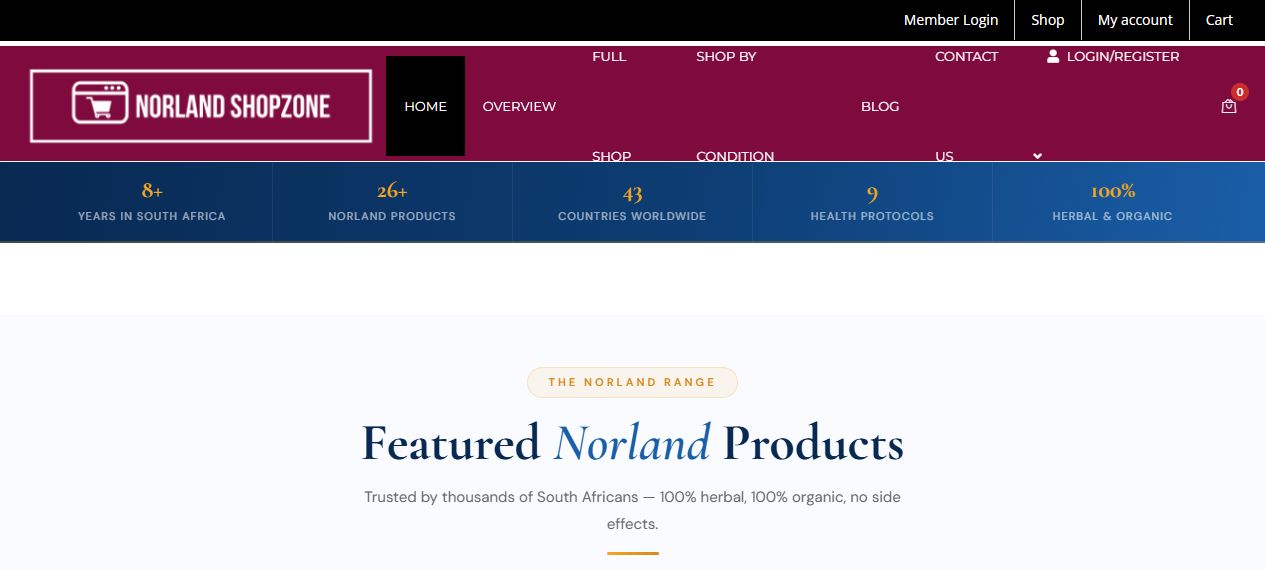 Norland Shopzone ecommerce website designed by BluWebPro